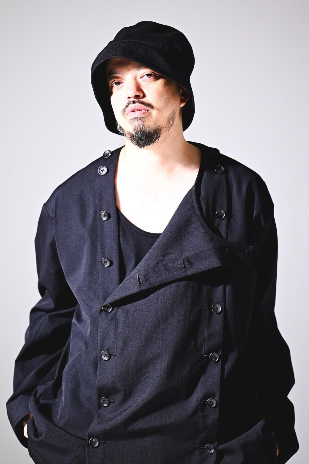 Wool Gabardine Mirrored Button Shirt Jacket