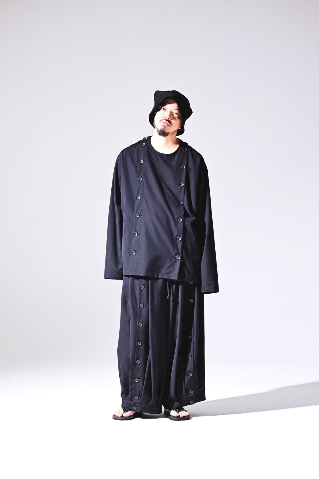 Wool Gabardine Mirrored Button Shirt Jacket