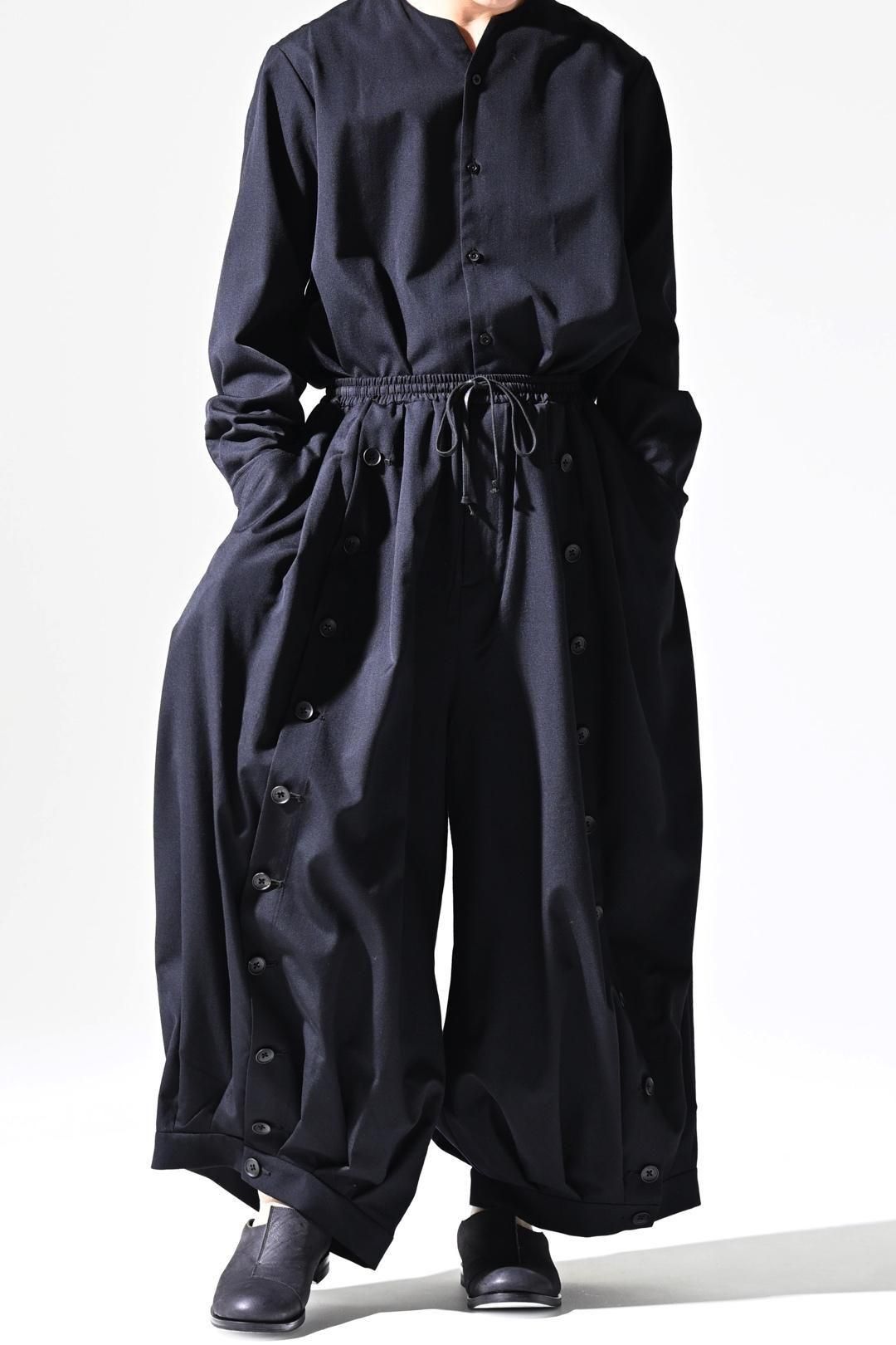 Wool Gabardine Mirrored Button Big Pants