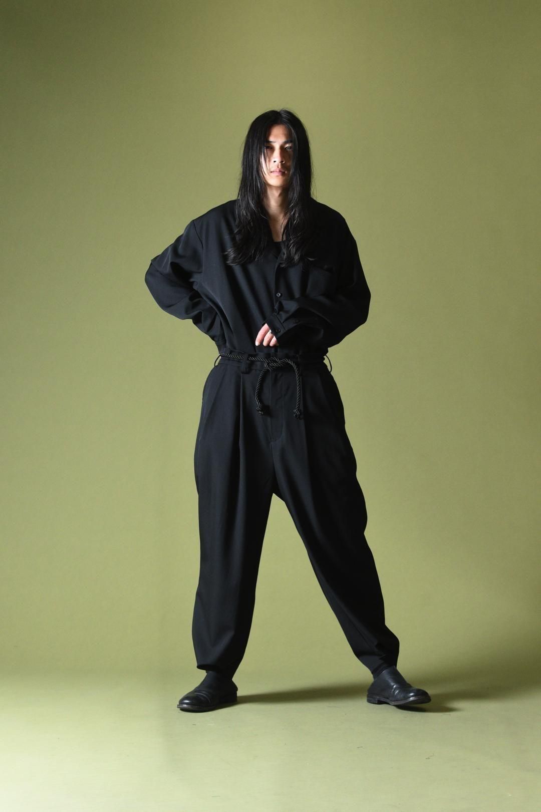 Wool Gabardine 帯締 Wide Slacks