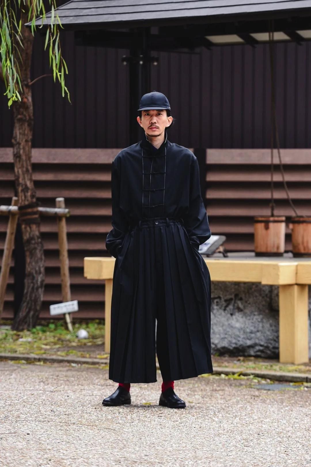 Wool Gabardine Wide Pleats Hakama Pants