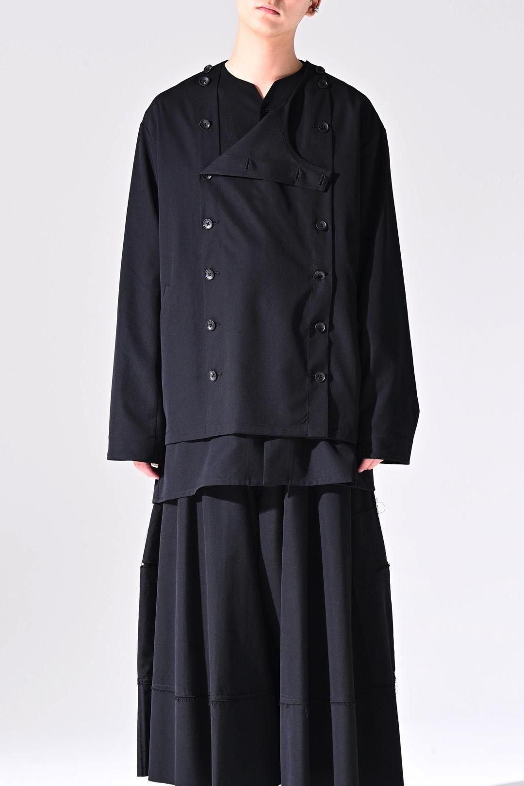 Wool Gabardine Mirrored Button Shirt Jacket