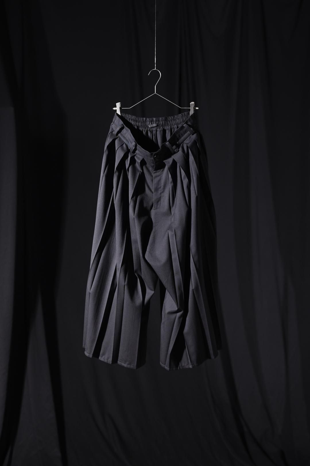 Wool Gabardine Wide Pleats Hakama Pants