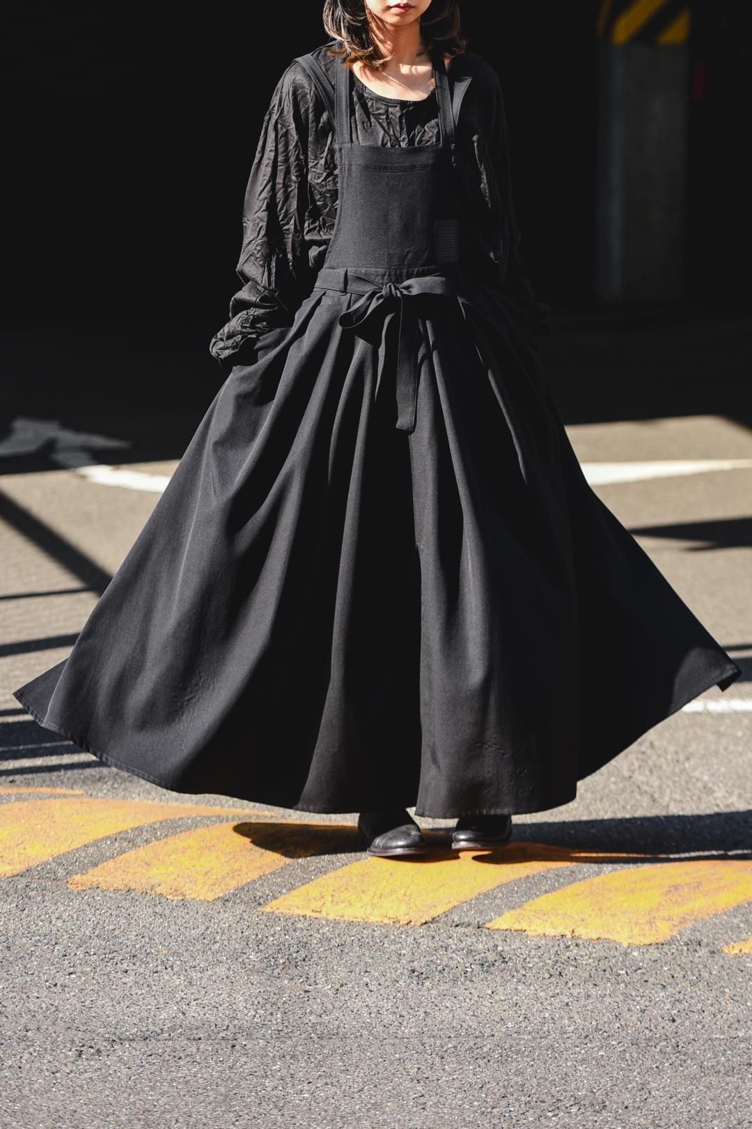 Wool Gabardine Wrap KIMONO Cloth black