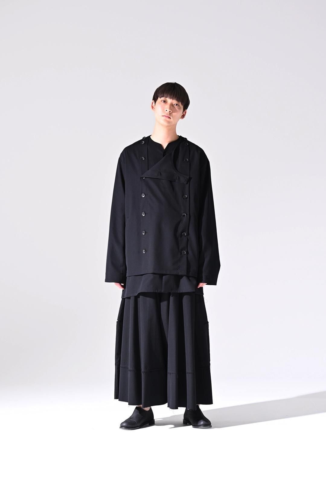 Wool Gabardine Mirrored Button Shirt Jacket