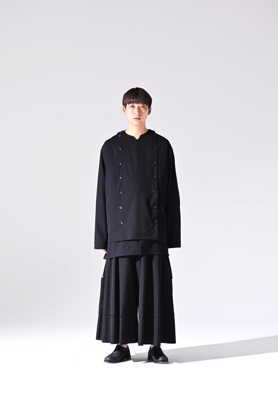 Wool Gabardine Mirrored Button Shirt Jacket