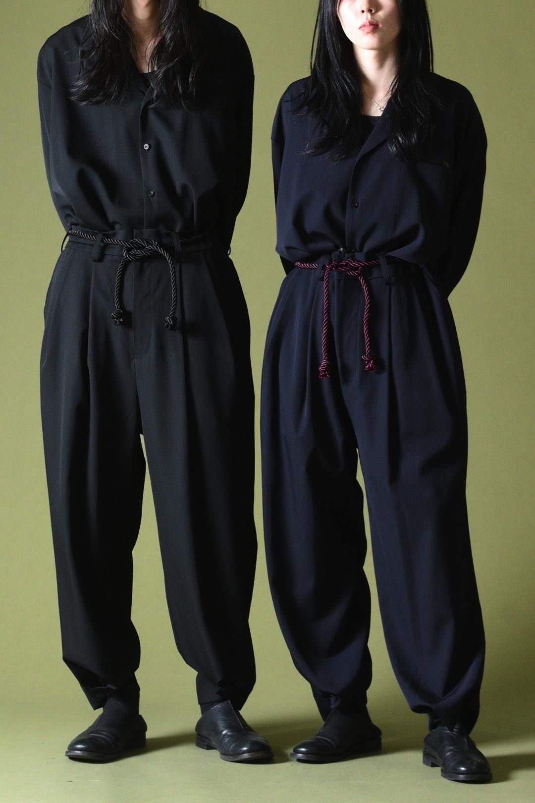 Wool Gabardine 帯締 Wide Slacks