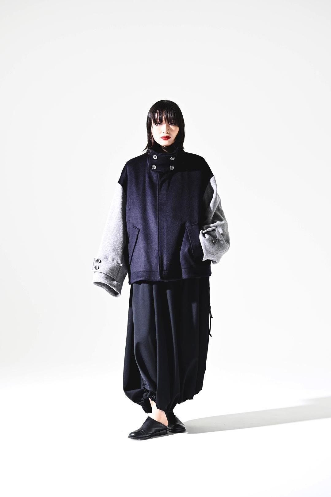 Wool Gabardine 袴 Balloon Pants black