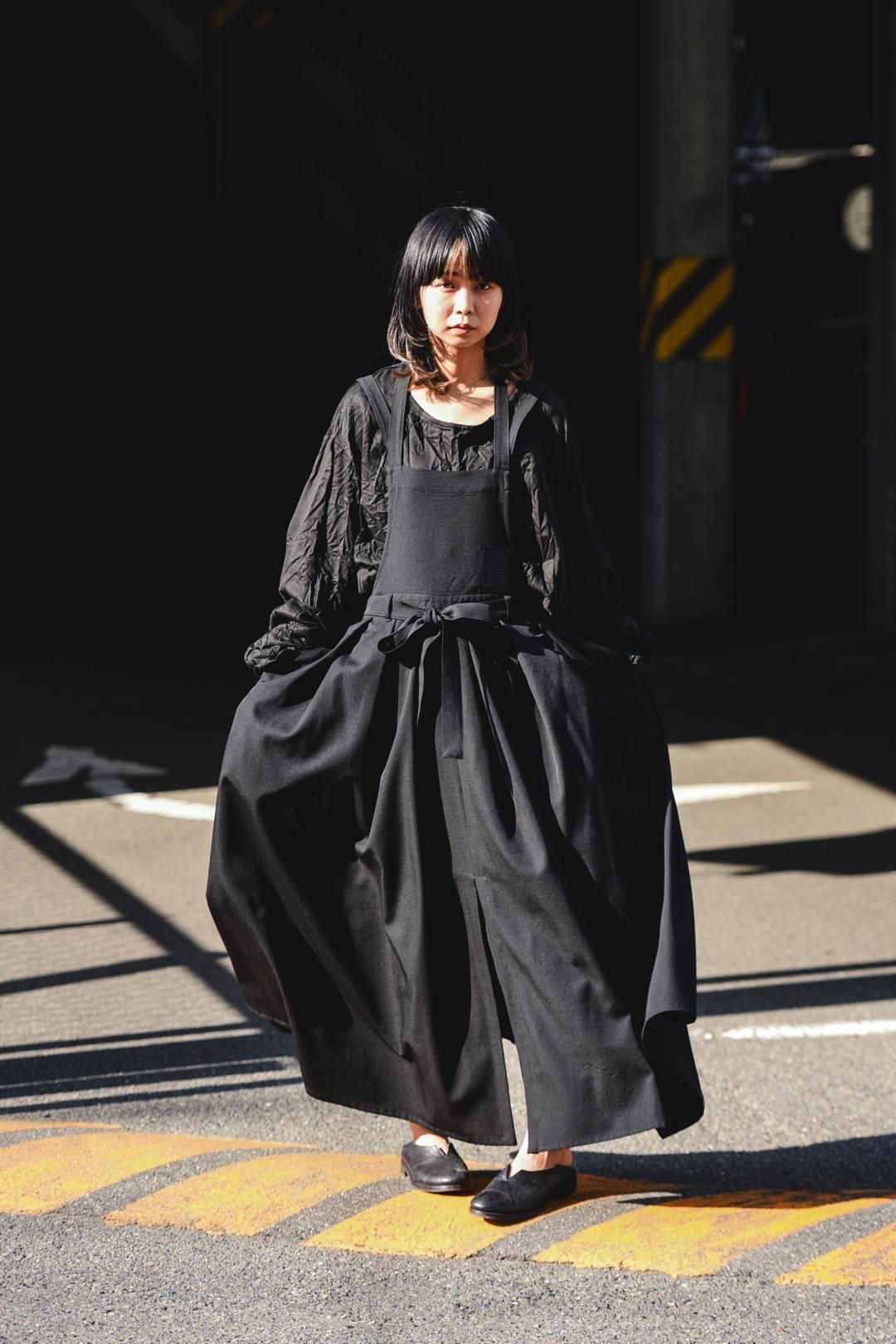 Wool Gabardine Wrap KIMONO Cloth black