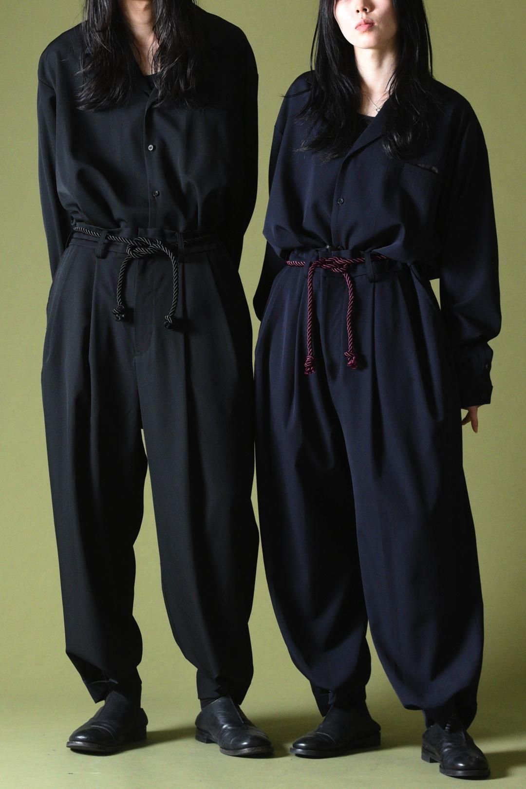 Wool Gabardine 帯締 Wide Slacks