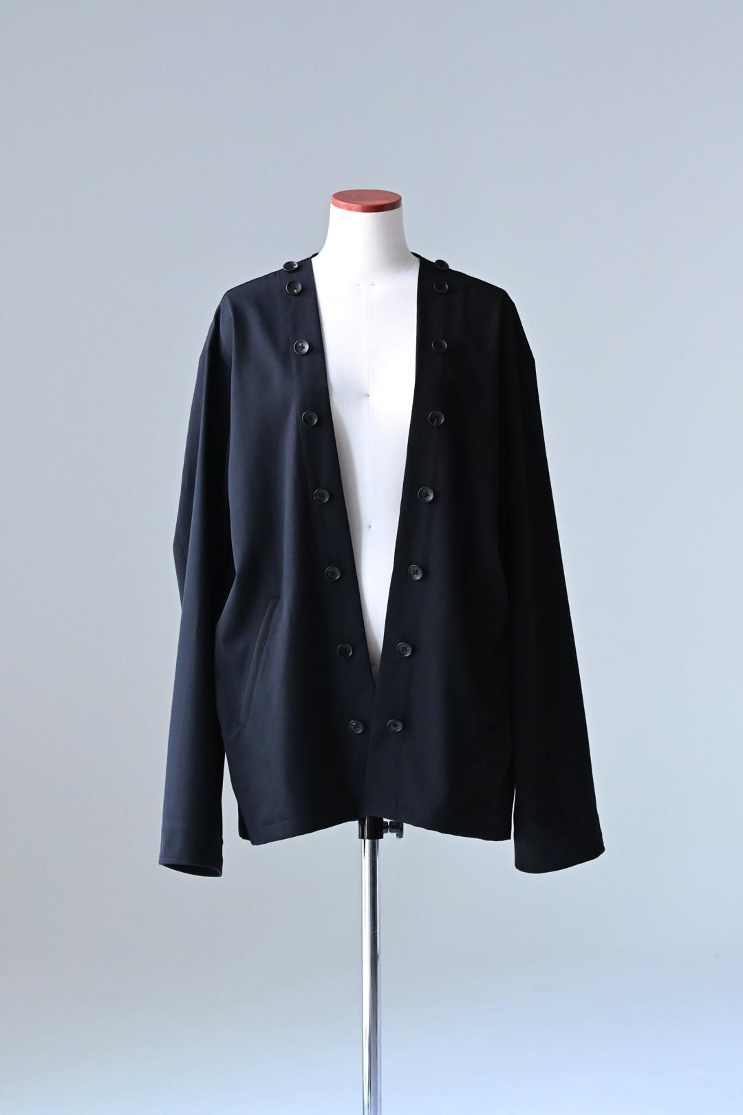 Wool Gabardine Mirrored Button Shirt Jacket