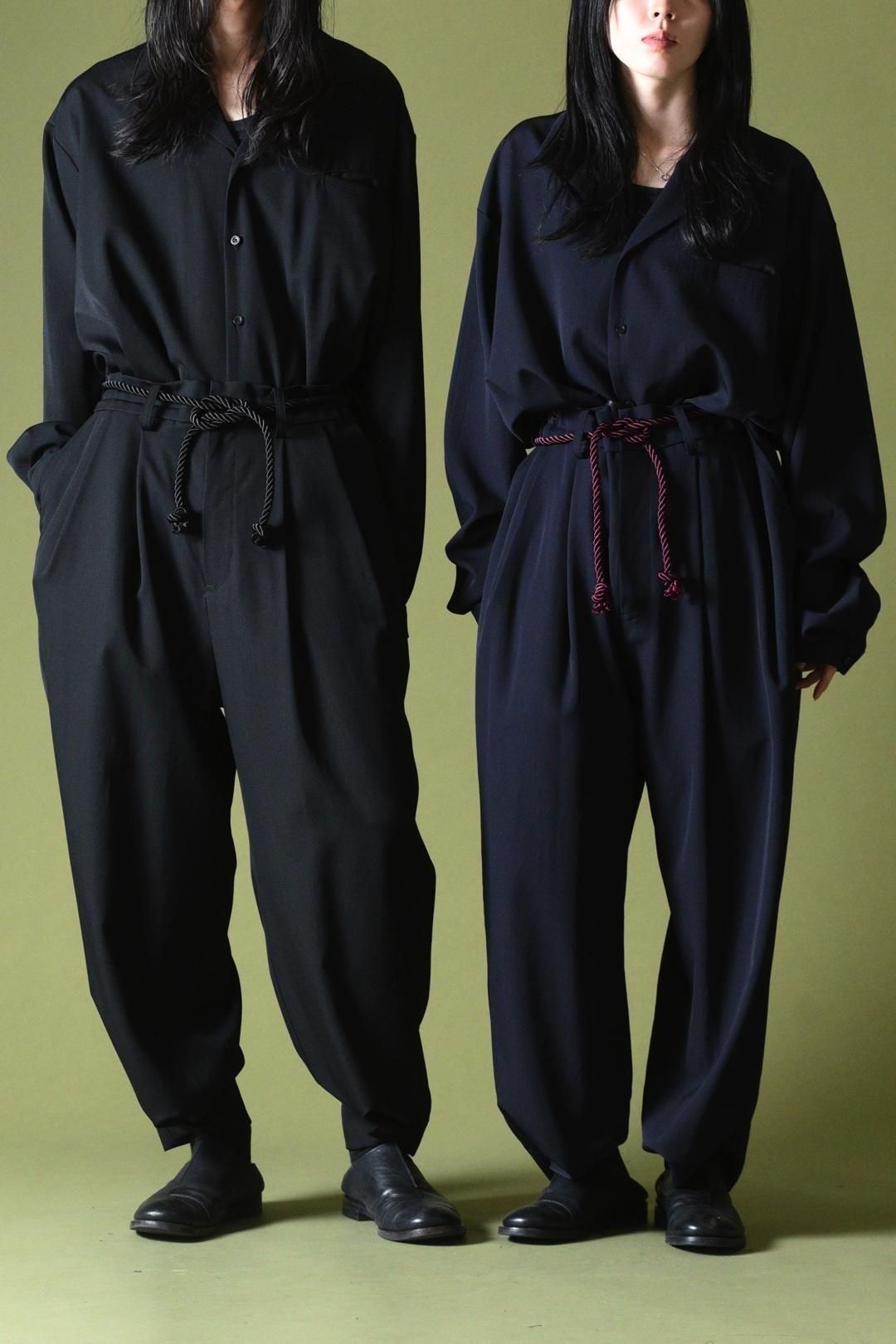 Wool Gabardine 帯締 Wide Slacks