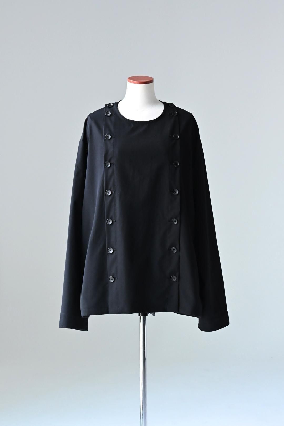 Wool Gabardine Mirrored Button Shirt Jacket