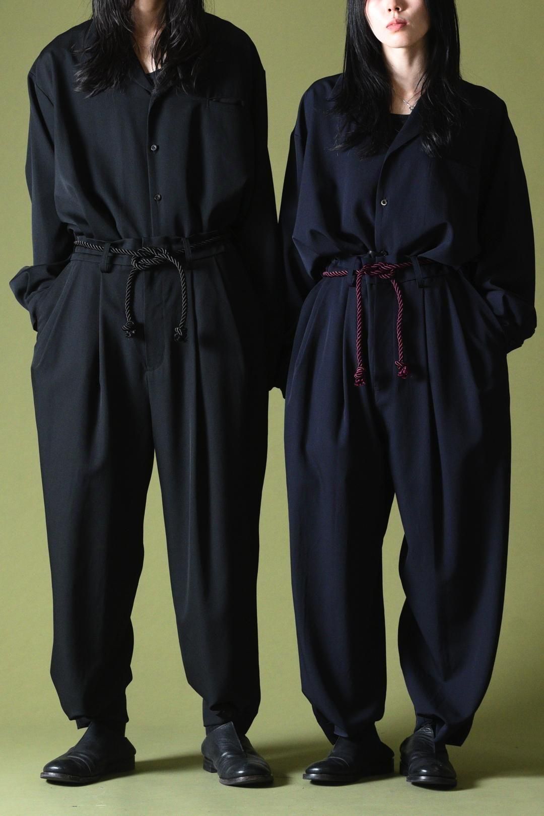 Wool Gabardine 帯締 Wide Slacks