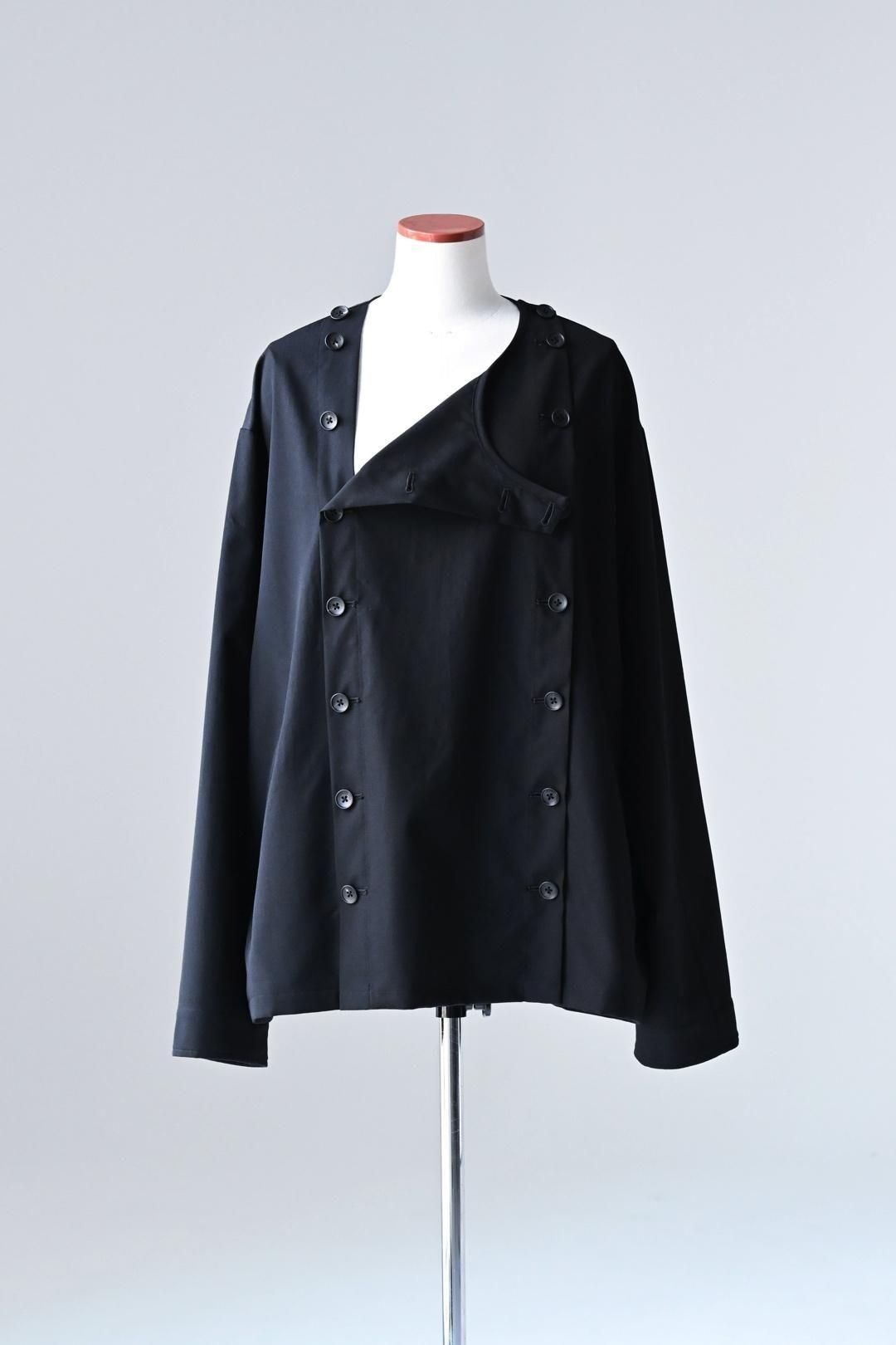 Wool Gabardine Mirrored Button Shirt Jacket
