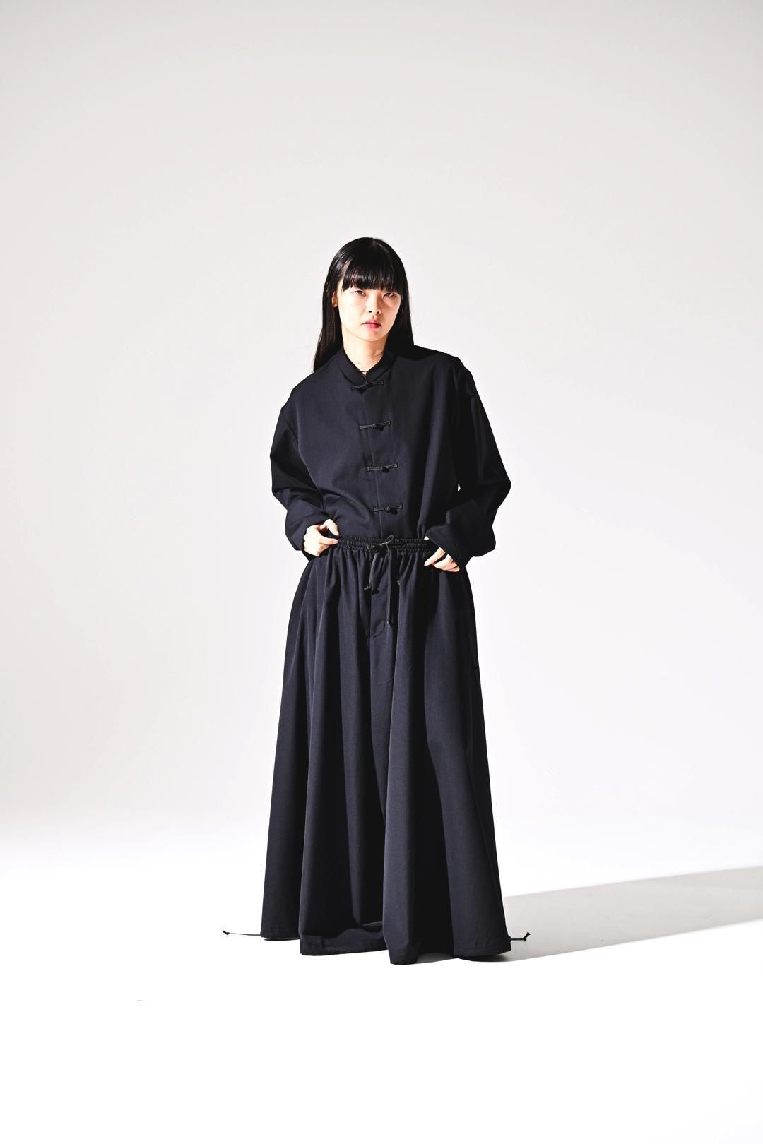 Wool Gabardine 袴 Balloon Pants black
