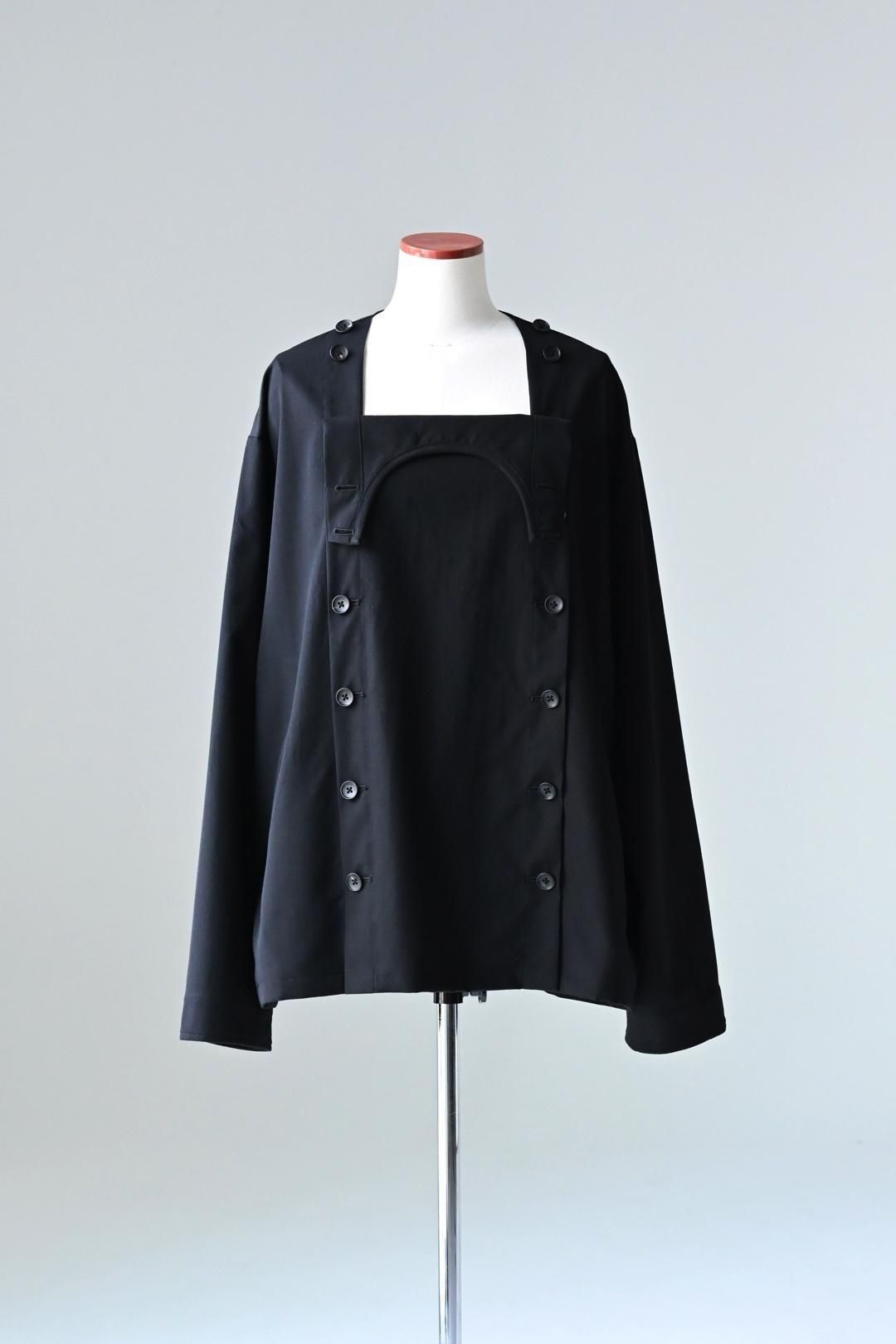 Wool Gabardine Mirrored Button Shirt Jacket