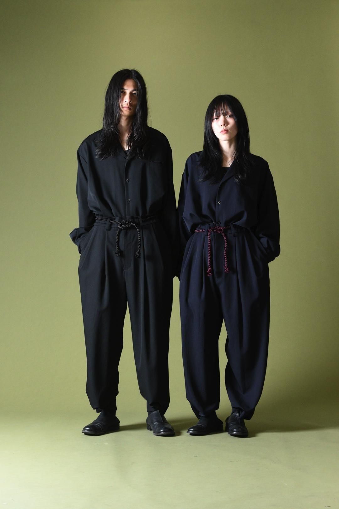 Wool Gabardine 帯締 Wide Slacks