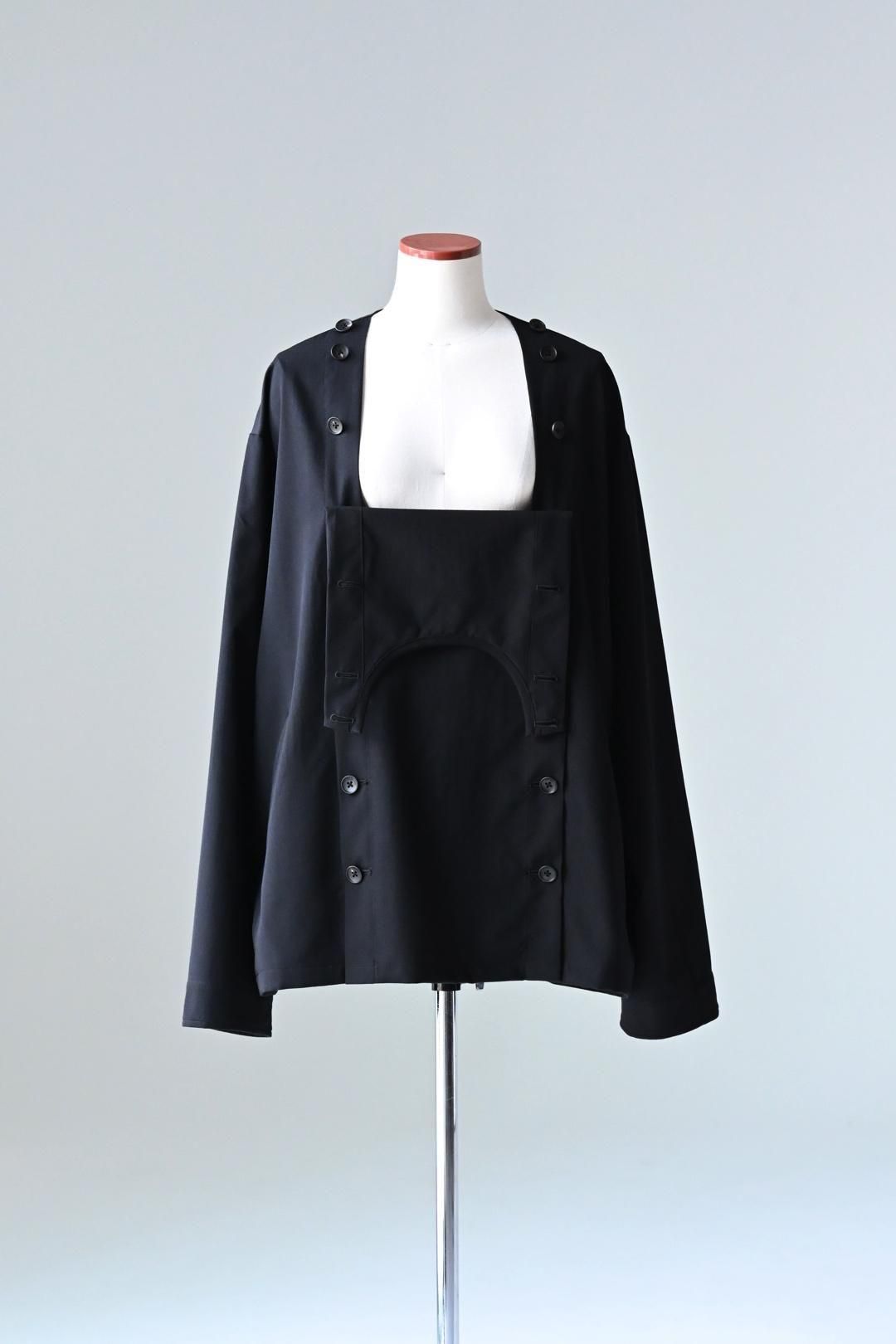 Wool Gabardine Mirrored Button Shirt Jacket