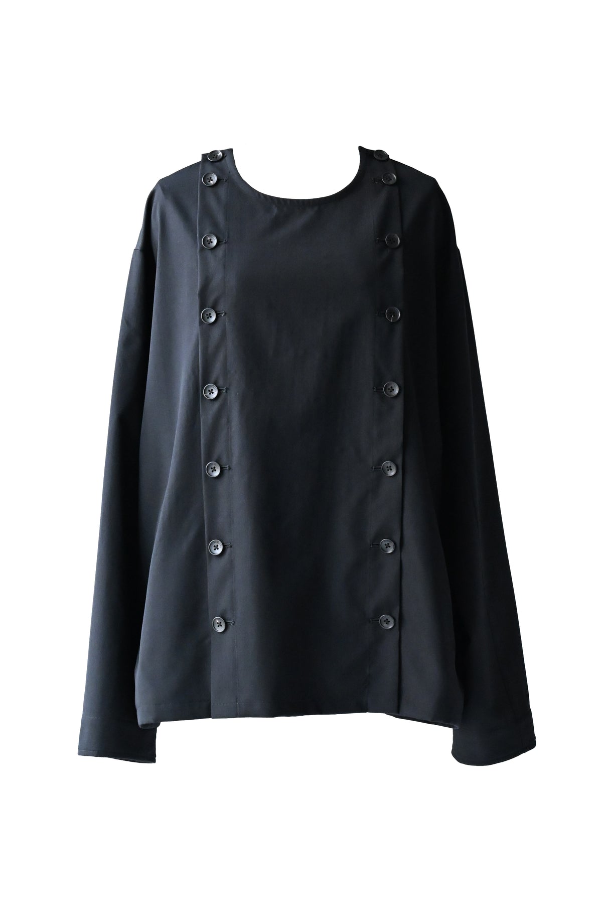 Wool Gabardine Mirrored Button Shirt Jacket