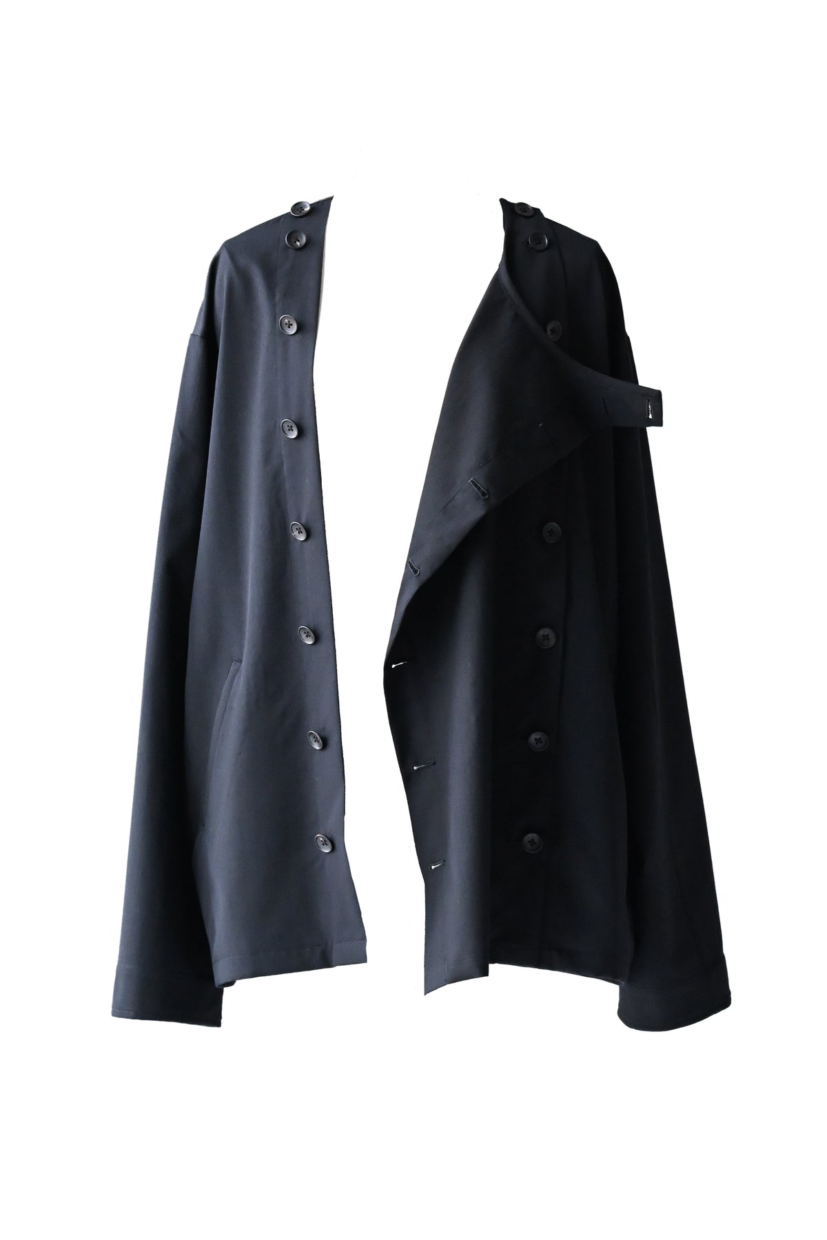 Wool Gabardine Mirrored Button Shirt Jacket